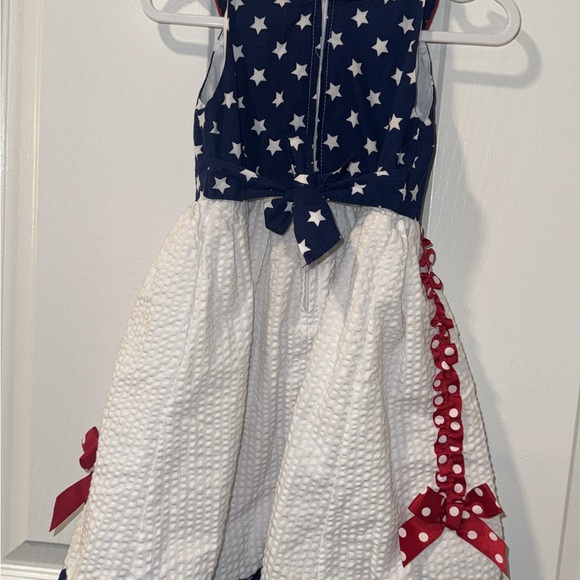 Bonnie Jean Navy and White Star Dress with Red Accents - Picture 4 of 4